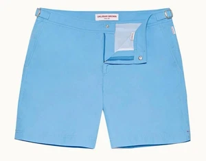 Pantaloncini da bagno ORLEBAR BROWN Blue Riviera 2 Bulldog taglia 32 $325, nuovi con etichette marsupio - Foto 1 di 9