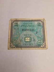 France 2 Francs Banknote 1944 - Lot BC3 - Bild 1 von 2