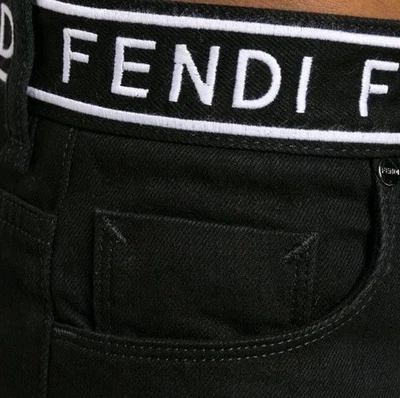 Pantalones de mezclilla para hombre Fendi Logo auténticos - negros - detalles blancos - talla 34 Foto 1 de 4
