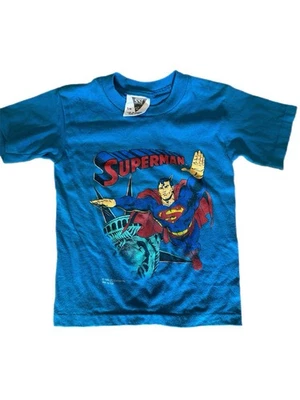 老式1990年超人儿童衬衫尺寸5/6自由女神像DC漫画 — 第 1/4 张图片