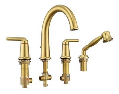 Grifo de bañera romano con rociador, juego de grifos de bañera clásico con válvula de latón 4... Foto 1 de 4