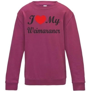 I Love My Weimaraner Dog Kids Childrens Sweatshirt Jumper Birthday Gift - Picture 1 of 2