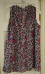 Cabi Womens Blouse Sz M Style #355 Pink Floral Sheer Sleeveless Liberty -Defect - Picture 1 of 5
