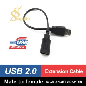 USB 2.0 Extension Cable Lead Male To Female 18 CM Short Adapter Power Cord - Picture 1 of 4