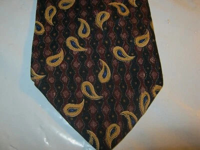 Parisian Signature SILK Tie Necktie 57 x 3.75 black red yellow 15066 - Image 1 of 3