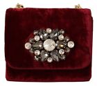 Dolce & Gabbana Bordeaux Velvet Crystals Mini Crossbody Women Bag