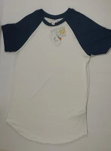 LuLaRoe Axel White with Blue Shoulders / Sleeves / Collar T-Shirt Size XS NWT - Picture 1 of 3