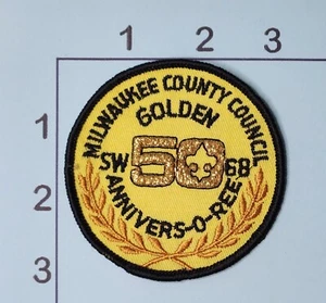 Patch Consiglio della Contea di Milwaukee 1968 BSA Boy Scouts 50° Anniversario Ricamata - Foto 1 di 1