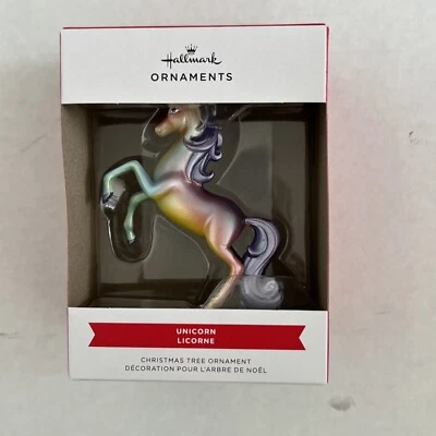 Hallmark Unicorn Licorne Ornament Rainbow Brand New 2024