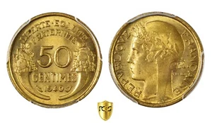 FRANCIA 50 Centimes Morlon 1940 - PCGS MS65 - Picture 1 of 3