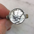 Vintage Sterling Silver 1924 Liberty Mercury Dime Coin Ring Size 6.75
