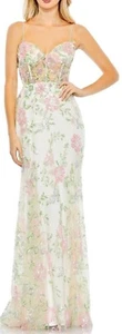 Maxi Vestido Mac Duggal Corsé Floral Lentejuelas Adornado Talla 6 Nuevo con Etiquetas 68180 - Imagen 1 de 10
