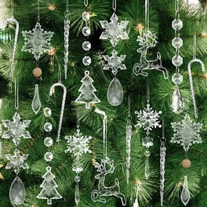 22pcs Crystal Ornaments Christmas Tree Decoration, Hanging Acrylic Christmas ... - Picture 1 of 7