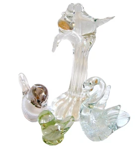 VIDRIO TRANSPARENTE SOPLADO A MANO Estatuillas de Pájaro Pesas de Papel Lovebird Ganso Cisne Wedgwood - Imagen 1 de 11