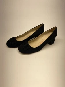 Amalfi Baccio Womens Suede Black  Block Heel Pumps Sz 9 - Picture 1 of 9