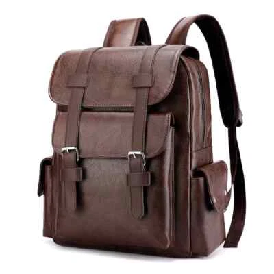 Men's Leather Backpack Large Capacity Leisure Travel Laptop Backpack - Image 1 of 4