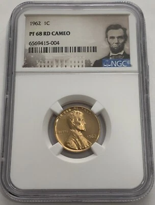 1962 P NGC PF68 RD Cameo Red Proof Lincoln Memorial Penny 1c One Cent Portrait - Image 1 of 3