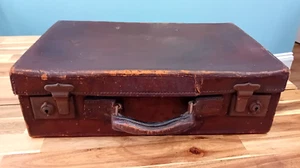 Vintage Crown Brown Leather Suitcase by M & D Franco of Alexandria - Picture 1 of 18