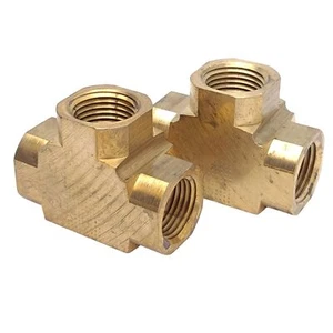 Lot of 2 Parker 2203P-8 Brass Union Tee Fitting, 1/2in NPT Female, ø0.703in - Picture 1 of 5