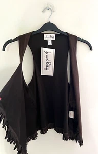 BNWT Joseph Ribkoff UK 10 Brown Velvet Open Gilet Waistcoat  Cover Up tassel - Picture 1 of 10