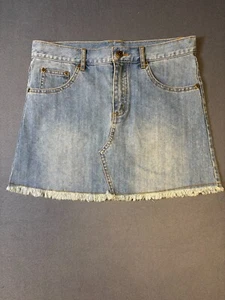 Beforever American Girl Blue Denim Jean Mini Skirt Girls Size 12 Raw Hem Cotton - Picture 1 of 9