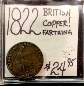1822 British Copper! 1 Farthing. ENN Coins - Picture 1 of 3