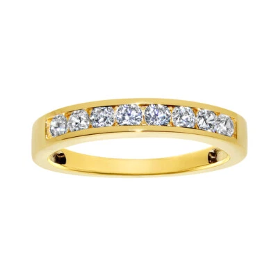 Solid Genuine 14k Gold 1/2ct Round Diamonette Cubic Zirconia Wedding Ring - Image 1 of 4