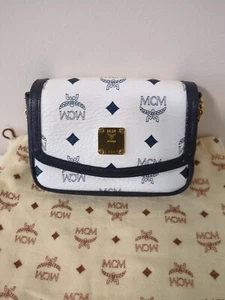 MCM Munchen Blue And White Crossbody Handbag, EUC - Picture 1 of 11