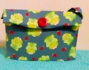 OOAK Hand bag Tote Purse Adult Child Boy Girl Frog Green Red Blue Cute Crafts - Picture 1 of 5