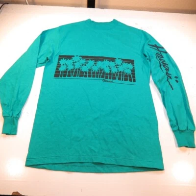 CAMISETA VINTAGE HAWAII ALOHA PLAYA HAWAIANA PALMERA MANGA LARGA PARA HOMBRE S VERDE Foto 1 de 4