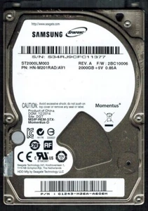 ST2000LM003 S/N: S34RJ P/N: HN-M201RAD/AV1 SAMSUNG 2TB CHINA DEC 2014 - Picture 1 of 2