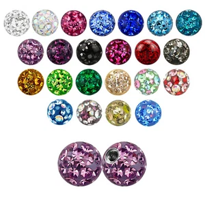 Piercing Kugel Glatt Epoxy Überzug Ferido viele Zirkonia Kristalle Farbwahl - Bild 1 von 22