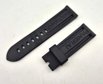 Correa de goma negra genuina Panerai 44 mm Luminor 24 mm ancho de lengüeta Foto 1 de 2