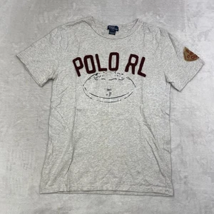 Polo Ralph Lauren Graphic Tee Grey Football Distressed Print Youth L (14–16) - Picture 1 of 9