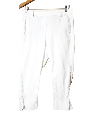 J Jill Womens Medium Petite Linen Pants White Straight Leg Pockets Cropped  - Image 1 of 4