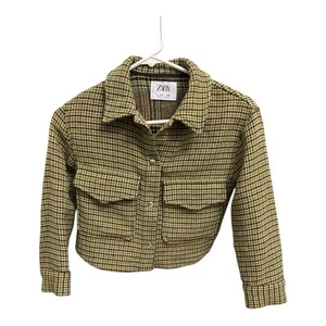 Zara Kids Size 8-9 Brown Blazer with Classic Silhouette Plaid Preppy - Picture 1 of 8