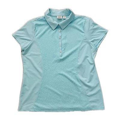 Polo de golf Chico's Zenergy para mujer 2 M EE. UU. 12 secado rápido elástico azul verde Foto 1 de 4