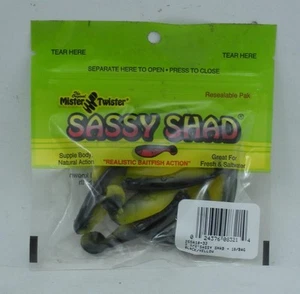 Mister Twister 25SA10-32 Sassy Shad 2" Yellow/Black 10CT - Picture 1 of 1