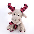 American Greetings Reindeer Plush 9” Deer Moose Red Plaid Hat Scarf Soft Stuffed