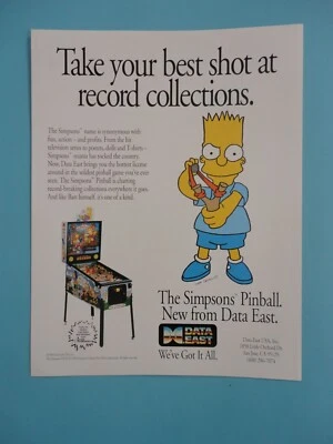 The Simpsons Pinball Machine Flyer Data East Original 1990 - Image 1 of 2
