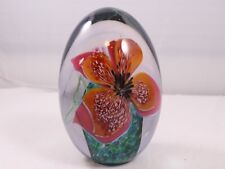 Vintage ERIC BRAKKEN Glass Orchid Paperweight, 5” Tall, Signed, 1992, Seattle