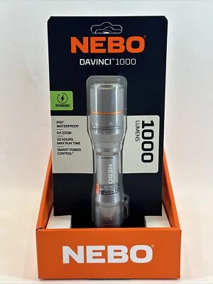 NEBO Davinci 1000 LED Flashlight Waterproof Rechargeable 6X Zoom Magnetic Base - Image 1 of 4