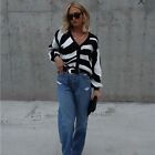 Dee Elly black and white groovy stripe knit button up cardigan sweater