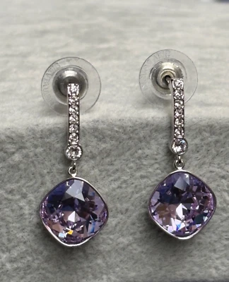 Swarovski Drop Crystal Earrings Amethyst *Preloved* - Image 1 of 4