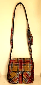 Vera Bradley Highland Patchwork Plaid Crossbody Saddle Bag Purse Fast Shipping - Picture 1 of 14