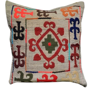 Funda de almohada Suzani Kilim tejida a mano 19"" x 23"" patrón geométrico Brpal-435 - Imagen 1 de 1