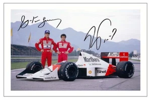 ALAIN PROST & AYRTON SENNA Signed Autograph PHOTO Print FORMULA ONE F1 McLaren - Picture 1 of 1