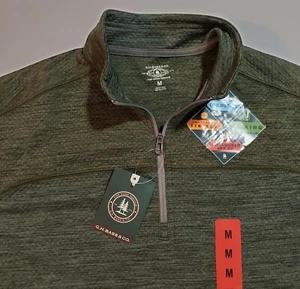 NWT G.H. Bass Mens 1/4 Zip L/S Pullover Scarab HTR Size Medium M NEW - Picture 1 of 6