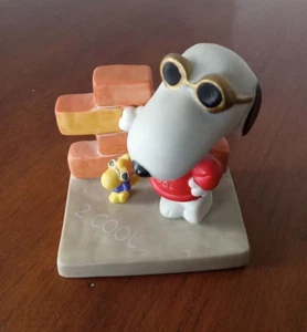 Vtg Hallmark Peanuts Gallery JOE COOL AND FRIENDS Snoopy/Woodstock Figurine Box - Picture 1 of 5