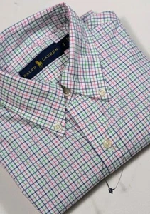 Ralph Lauren L/S Button Front Shirt White Colorful Lines Cotton Men's Small - Picture 1 of 11